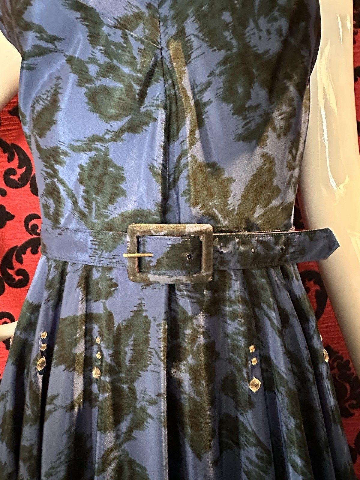 1950s Henry Rosenfeld Rhinestone Circle Party Dress Vintage Pinup Rockabilly