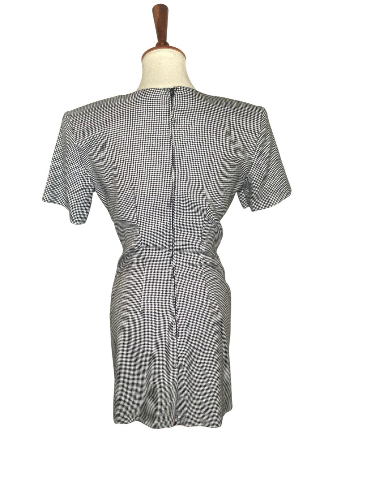 Vintage 90s Black And White Houndstooth Mini Dress. Size 5