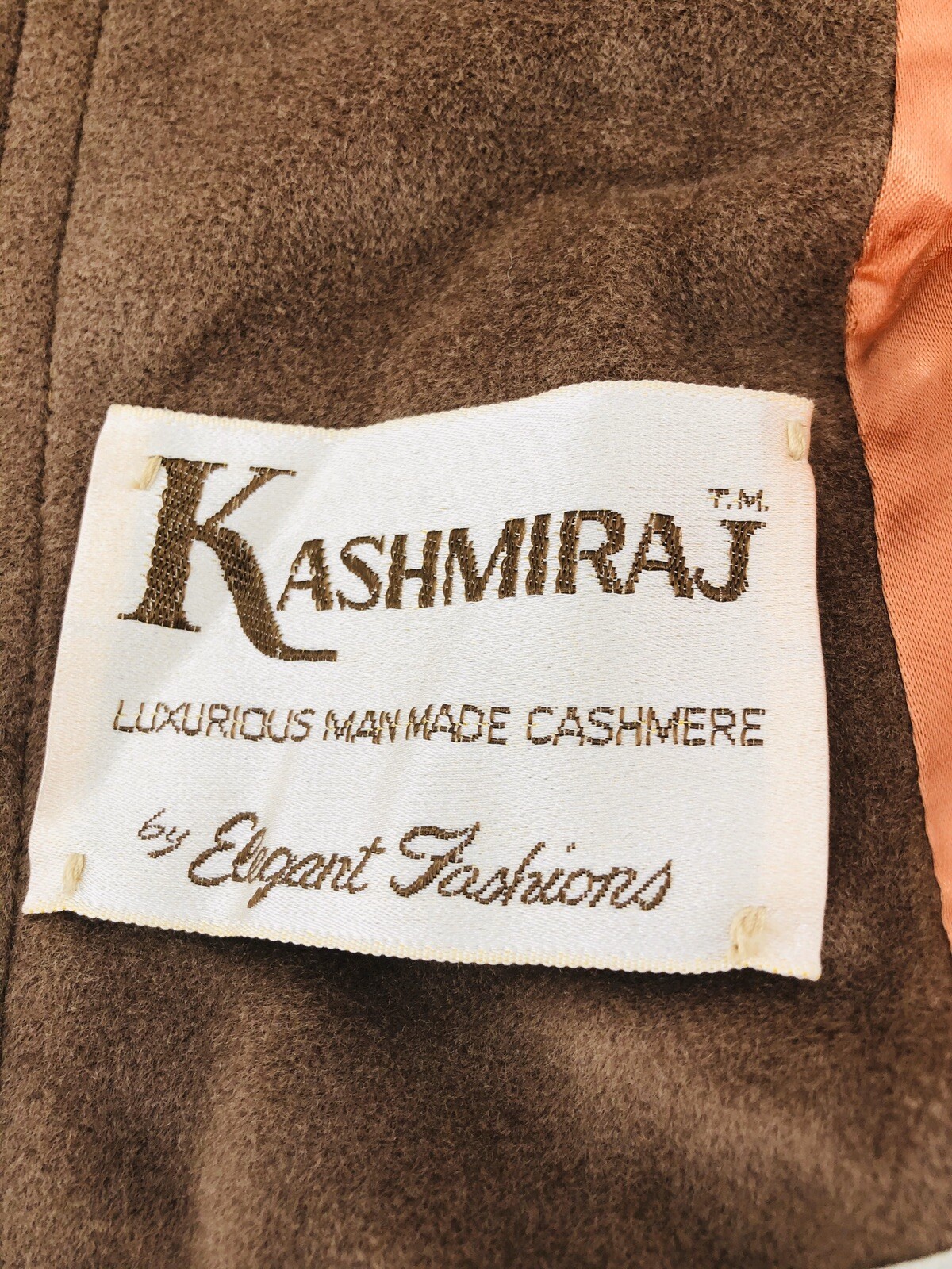 Vintage Kashmiraj By Elegant Fashions Women Large/XL Brown Cashmere Coat Jacket