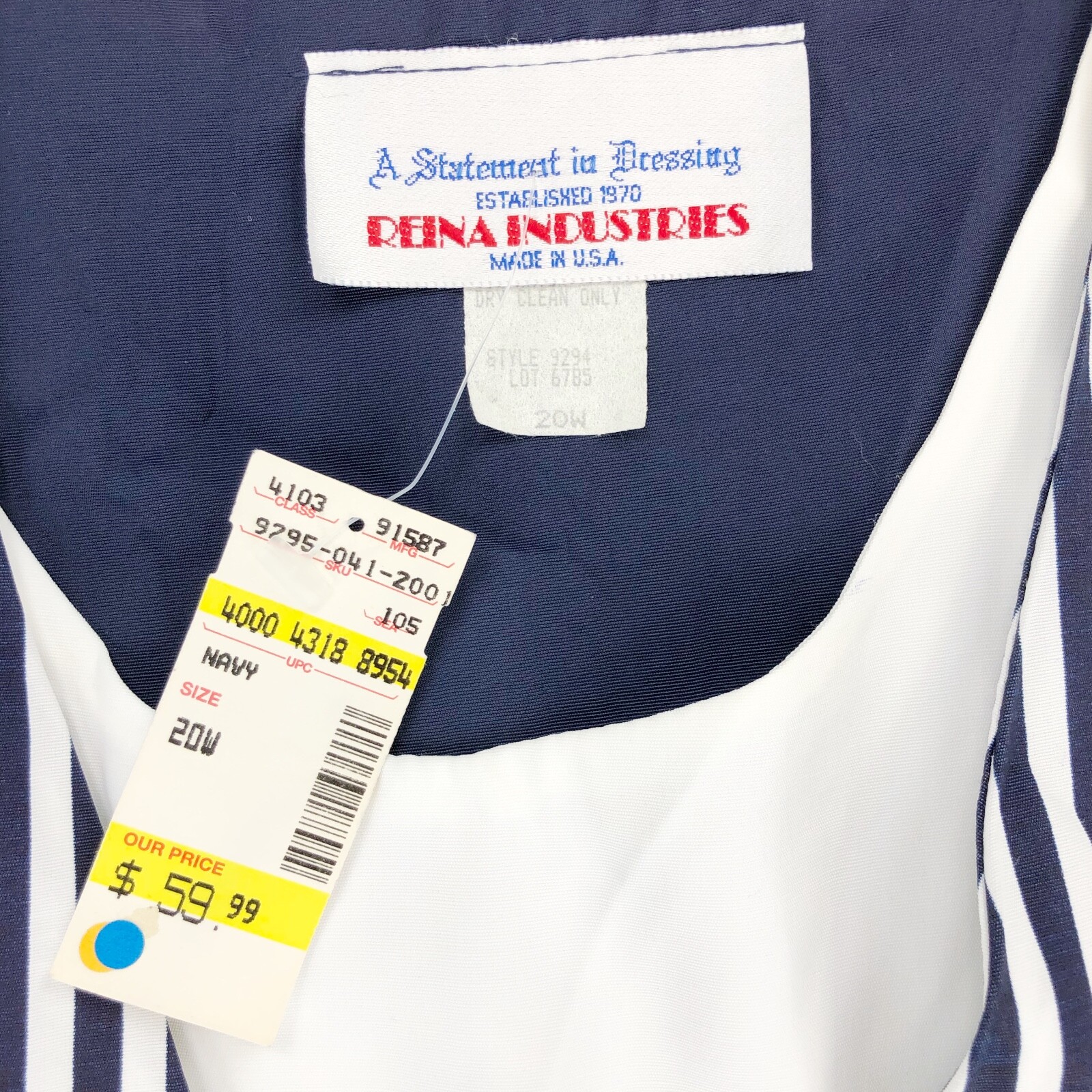 NOS A Statement in Dressing Reina Industries VTG Blouse Size 20W With Tags NWT