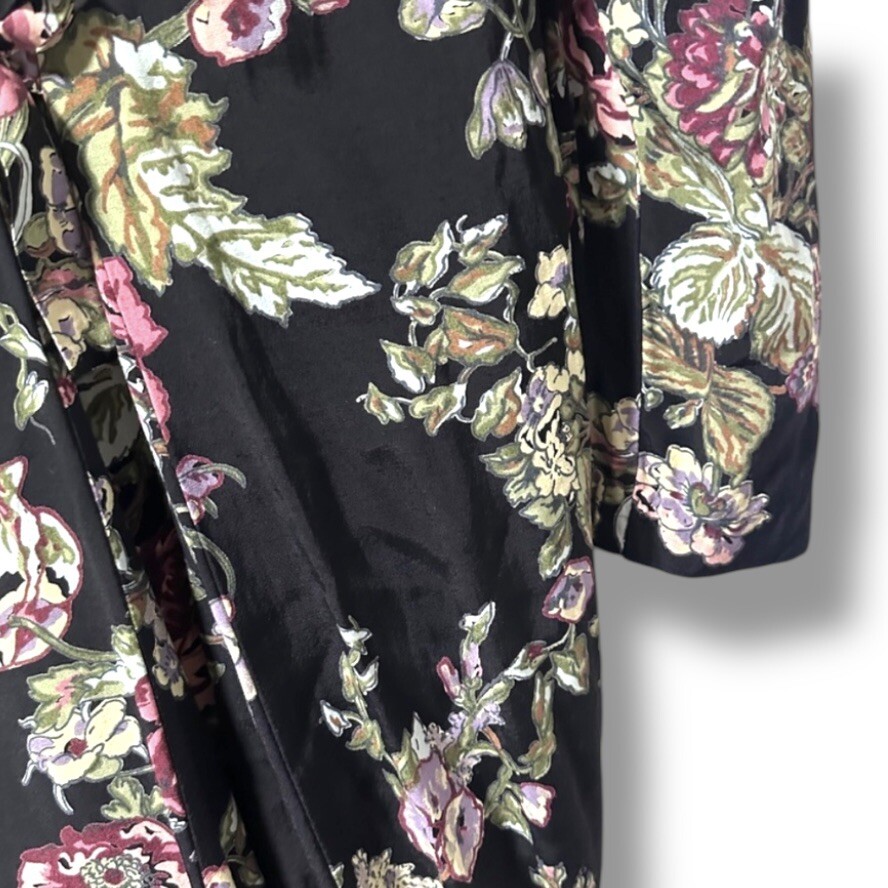 Vintage 80s/90s Kathryn Deene Black Floral Collared Midi Dress Plus Size 18