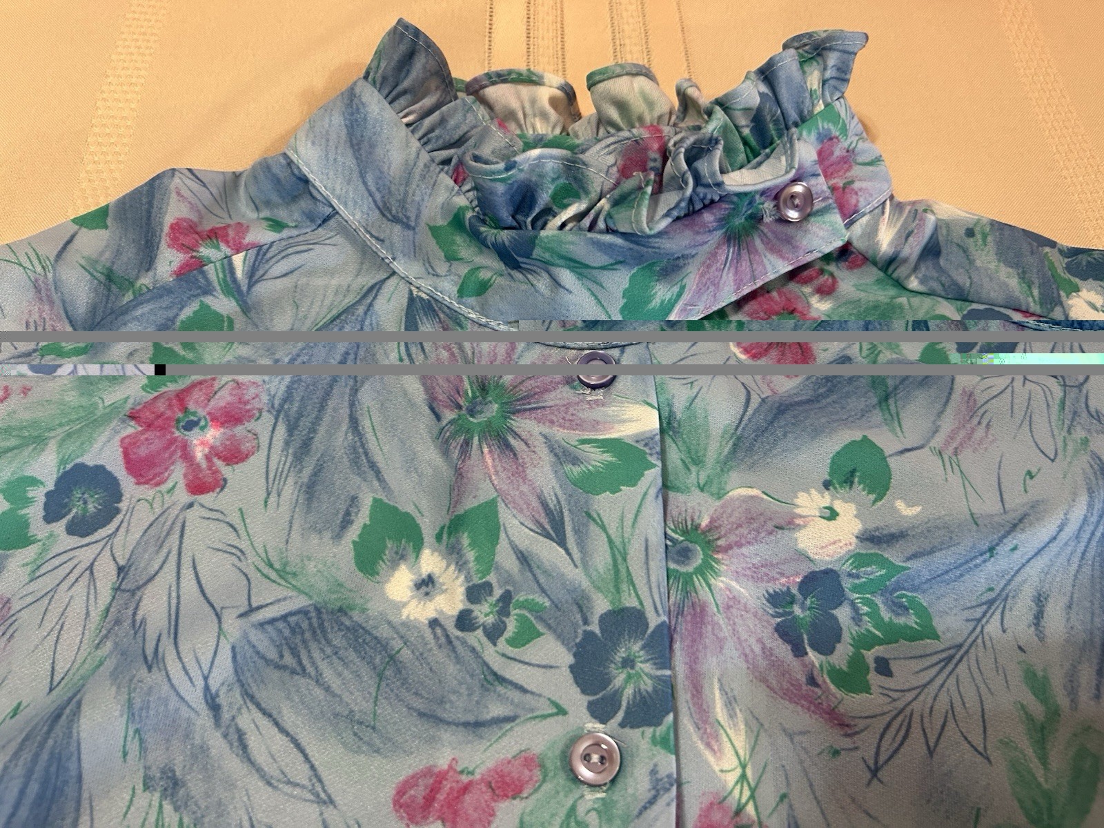 Vintage Deadstock 80s Blouse Size 38 Watercolor Floral Print Grandma Secretary