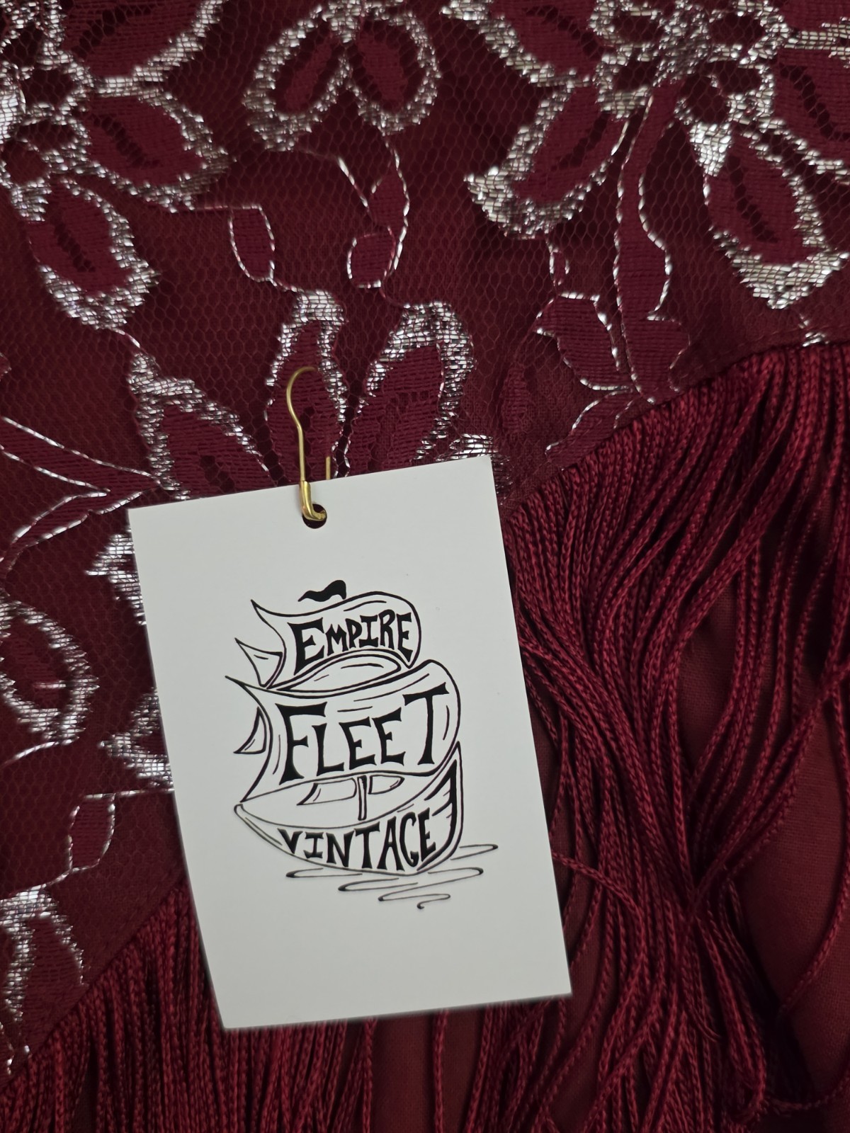 Vintage Lilia Smitty Blouse L Burgundy Cowgirl Rodeo NWT Embroidered Fringed