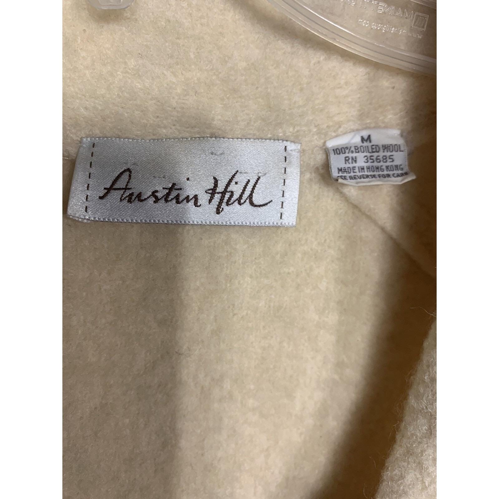 Women’s M Vintage Austin Hill Cream Thick VNeck Cardigan Wool Hong Kong 90s