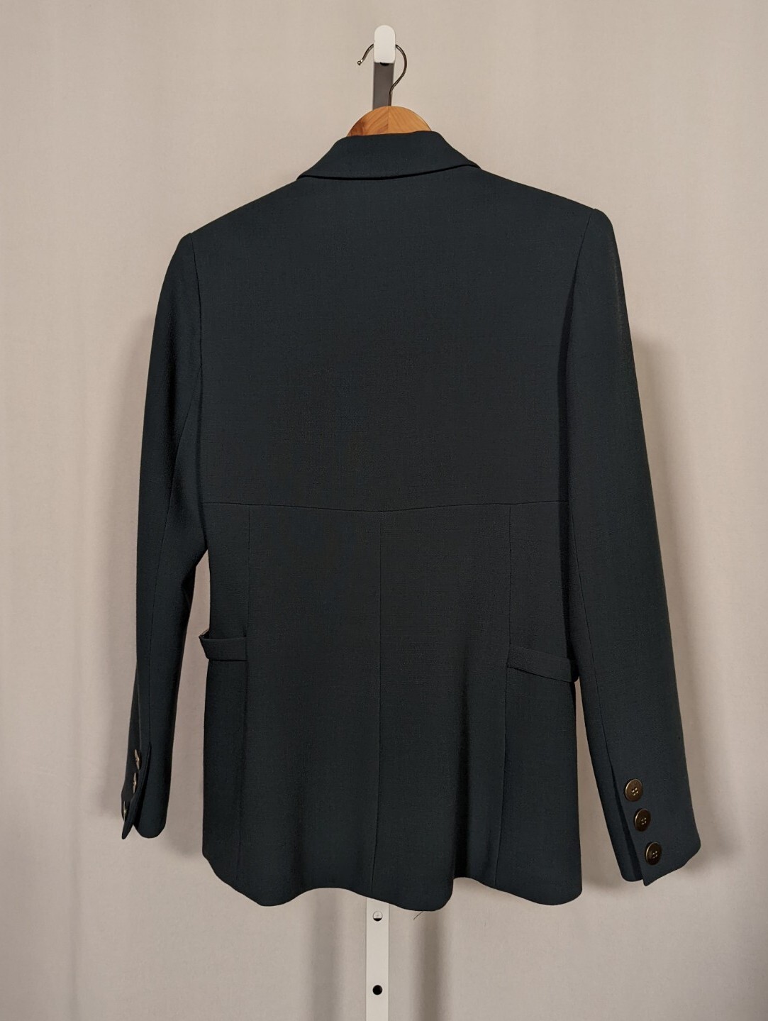 Bernard Perris Paris Vintage 80s Couture Forest Green Jacket Side Strap Hardware