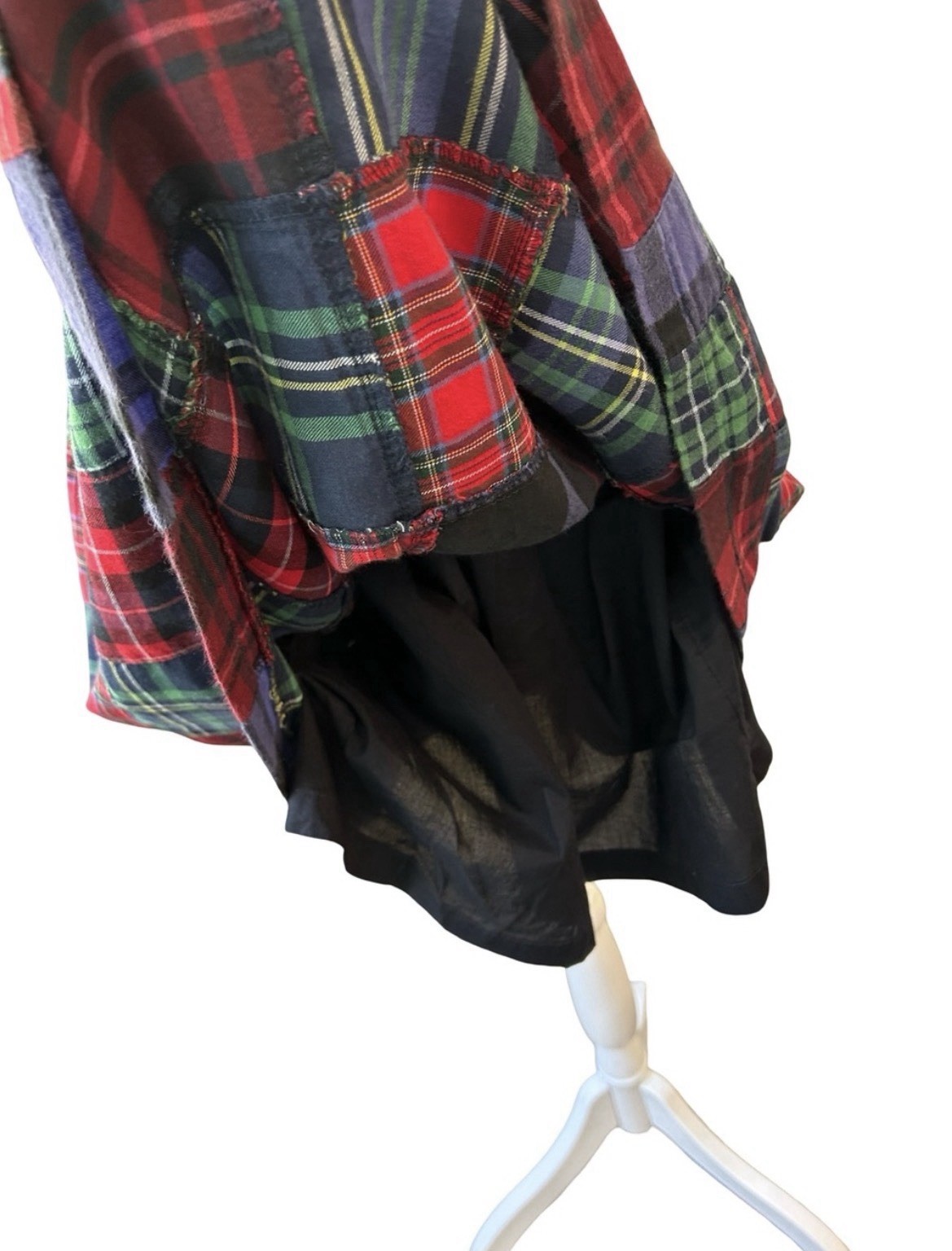 VTG 90s Grunge Plaid Patchwork Spaghetti Strap Dress Tartan Punk Indie Mini M