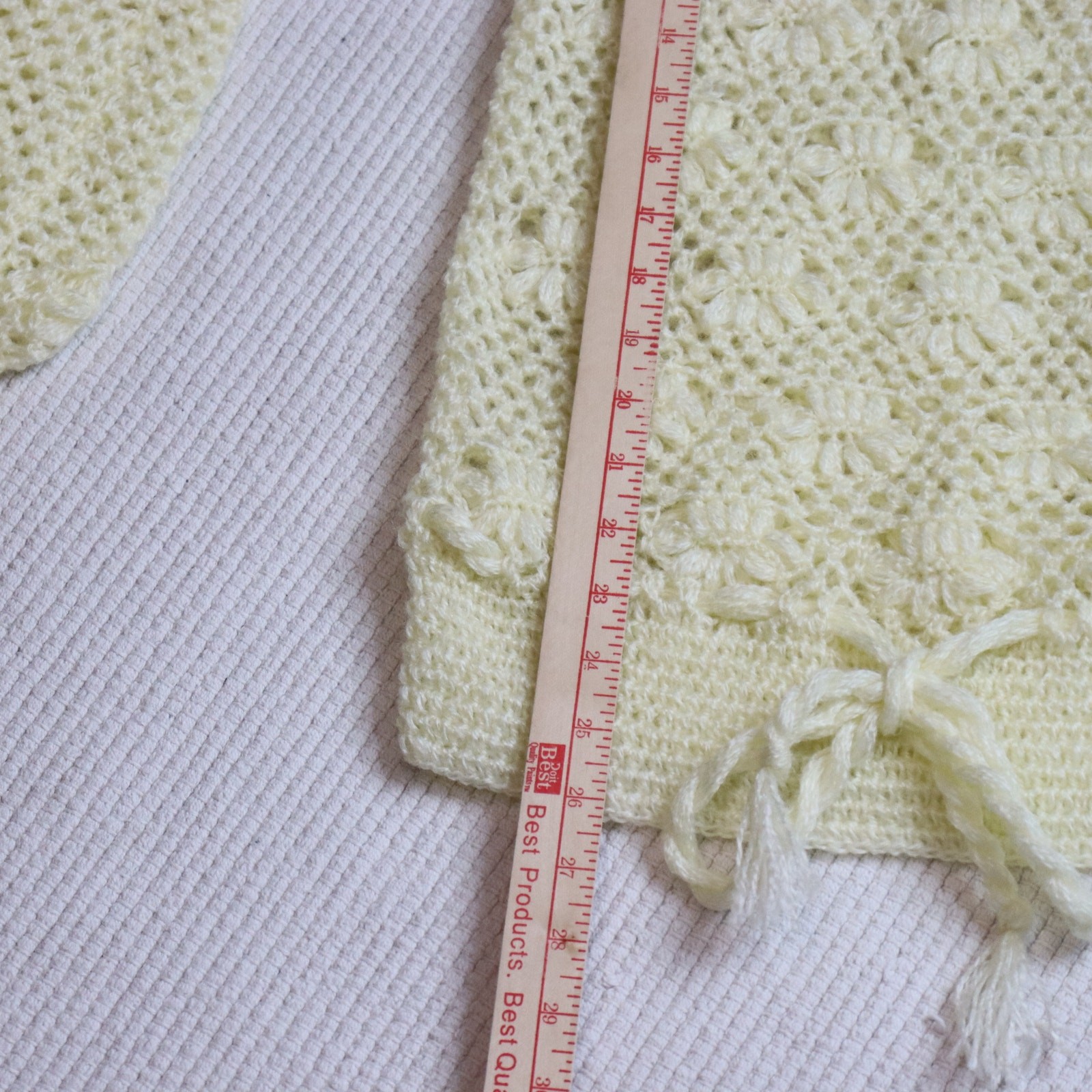 Vintage Handmade Crochet Knit Sweater Pullover Cream Open Weave Size M