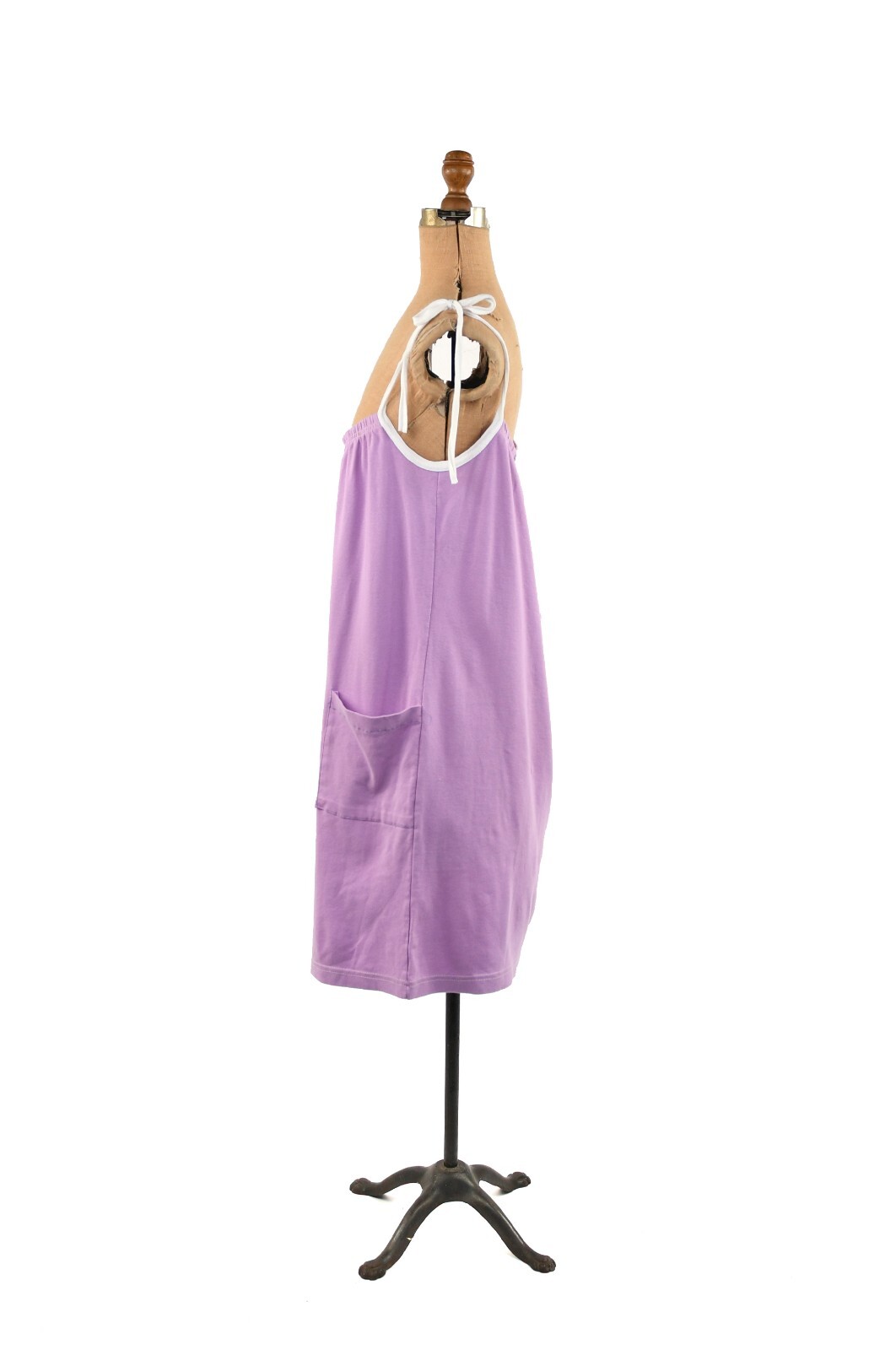 Vintage 80s Pale Purple Lilac Bird + Birdhouse Screen Print Shift Tie Sundress M