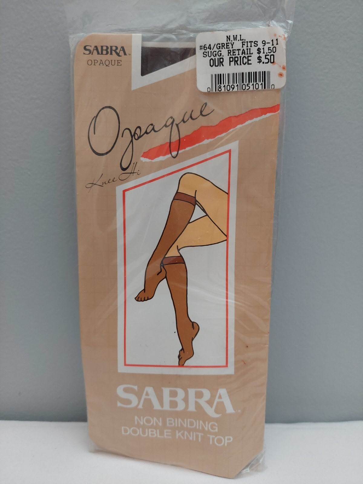 Vintage Pantyhose Sabra Opaque Knee Highs Color Grey BKNE01