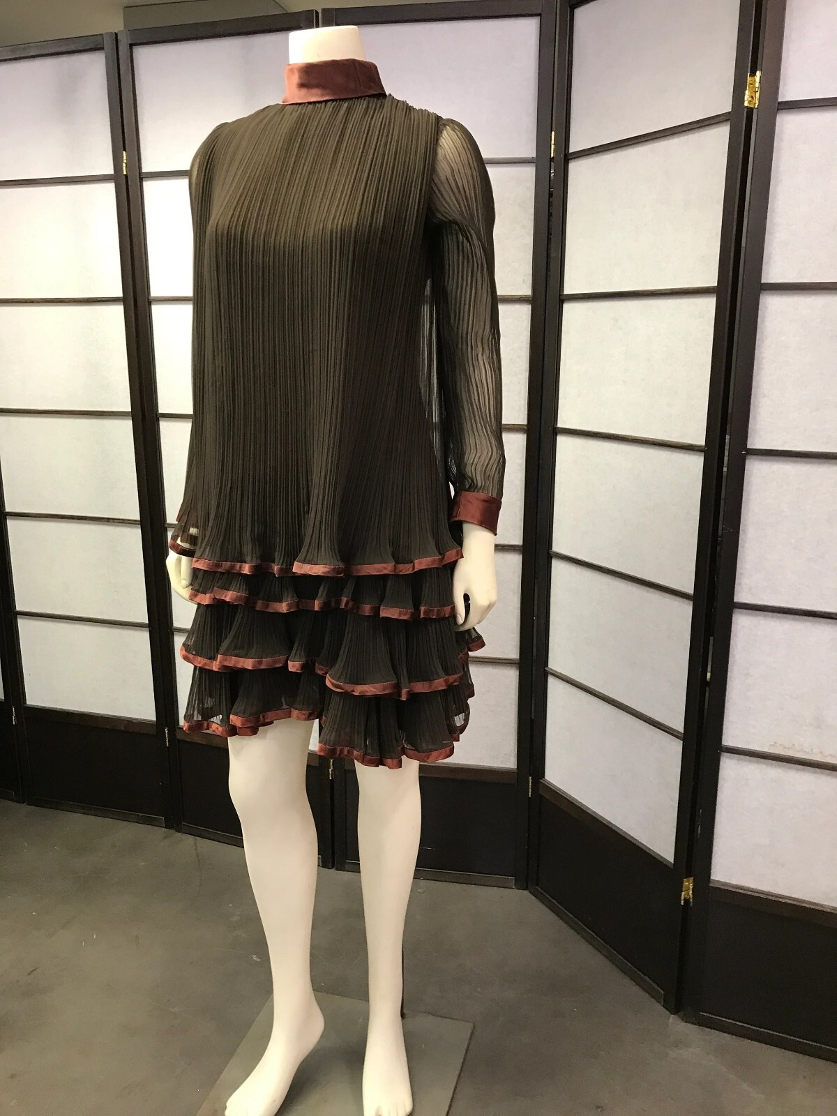 60s Vtg Brown Flapper Like Dress, Mod, Rockabilly, Retro, PinUp, GoGo, Space Age