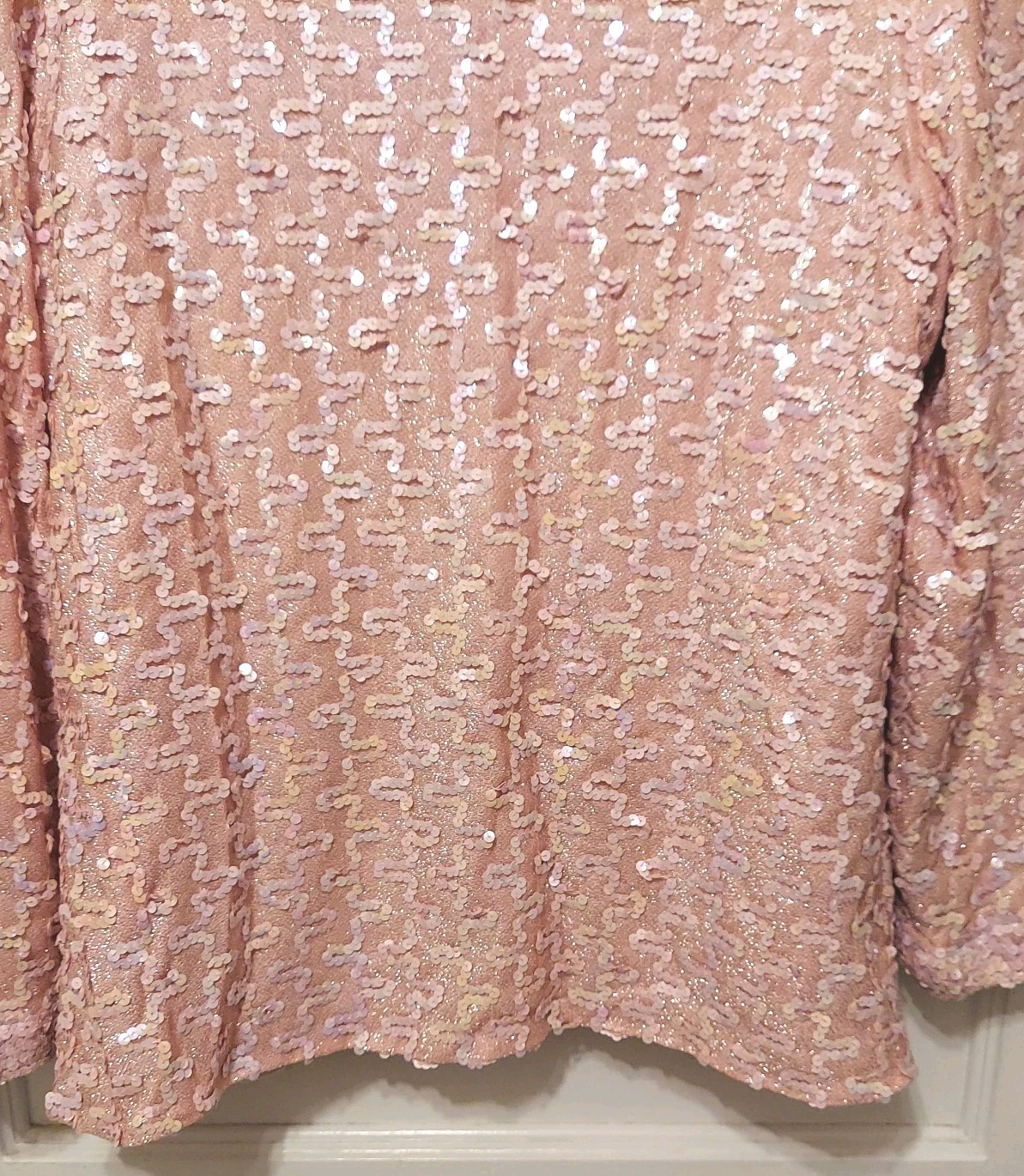 Vtg Lilli Diamond Ladies 2 Pc Pink Sequined Lined Jacket & Top Set