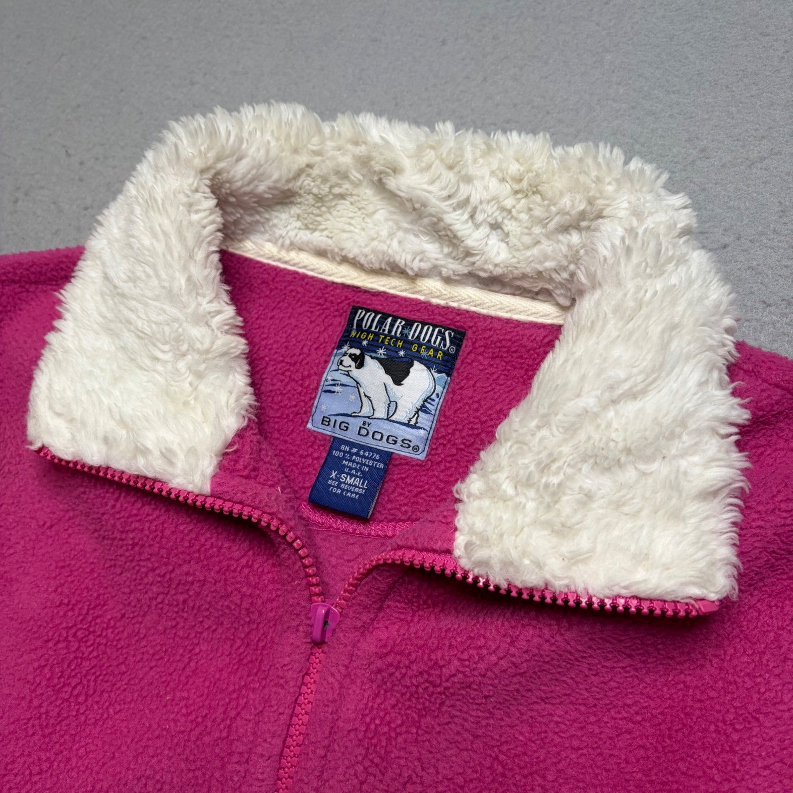 Big Dogs Fleece Pullover Women XS Polar Dogs Sherpa Collar Quarter Zip Vintage