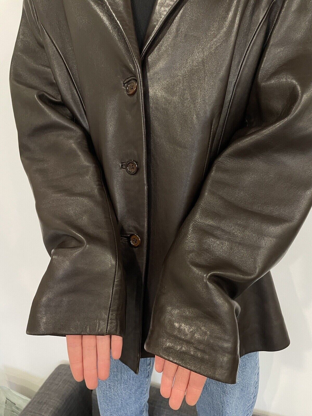 Vintage Versace Classic V2 Leather Brown Blazer Jacket Size 2XL