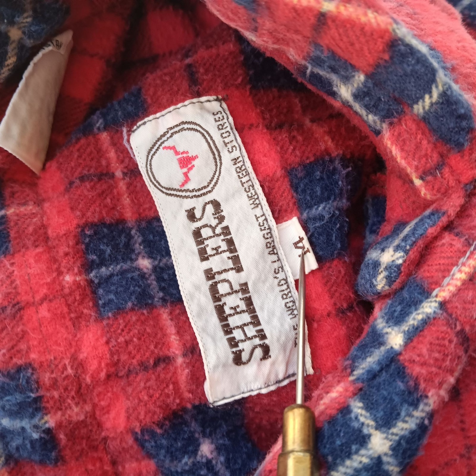 True Vintage Flannel Shirt Small 1980s Rockabilly Red/Blue Checker by Sheplers