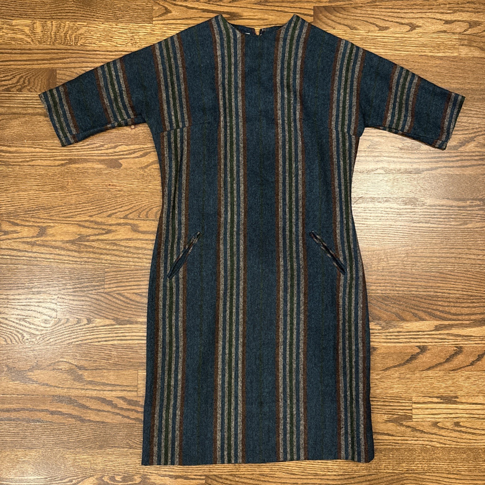 Vintage 60s Nancy Greer Jackie O Mod Shift Dress Wool Fits Like a Modern Size 6