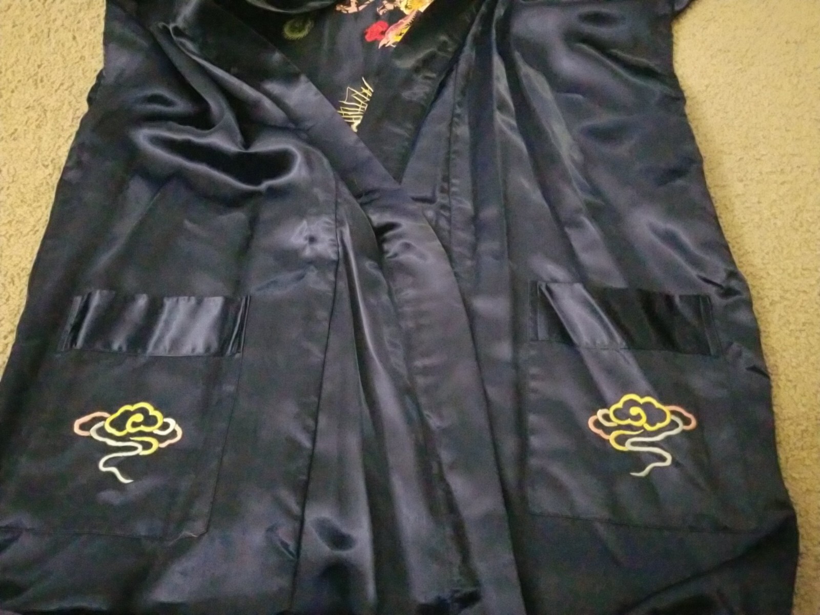 Vintage Satin Robe Longevity Hangzhou China w/ Embroidered Phoenix