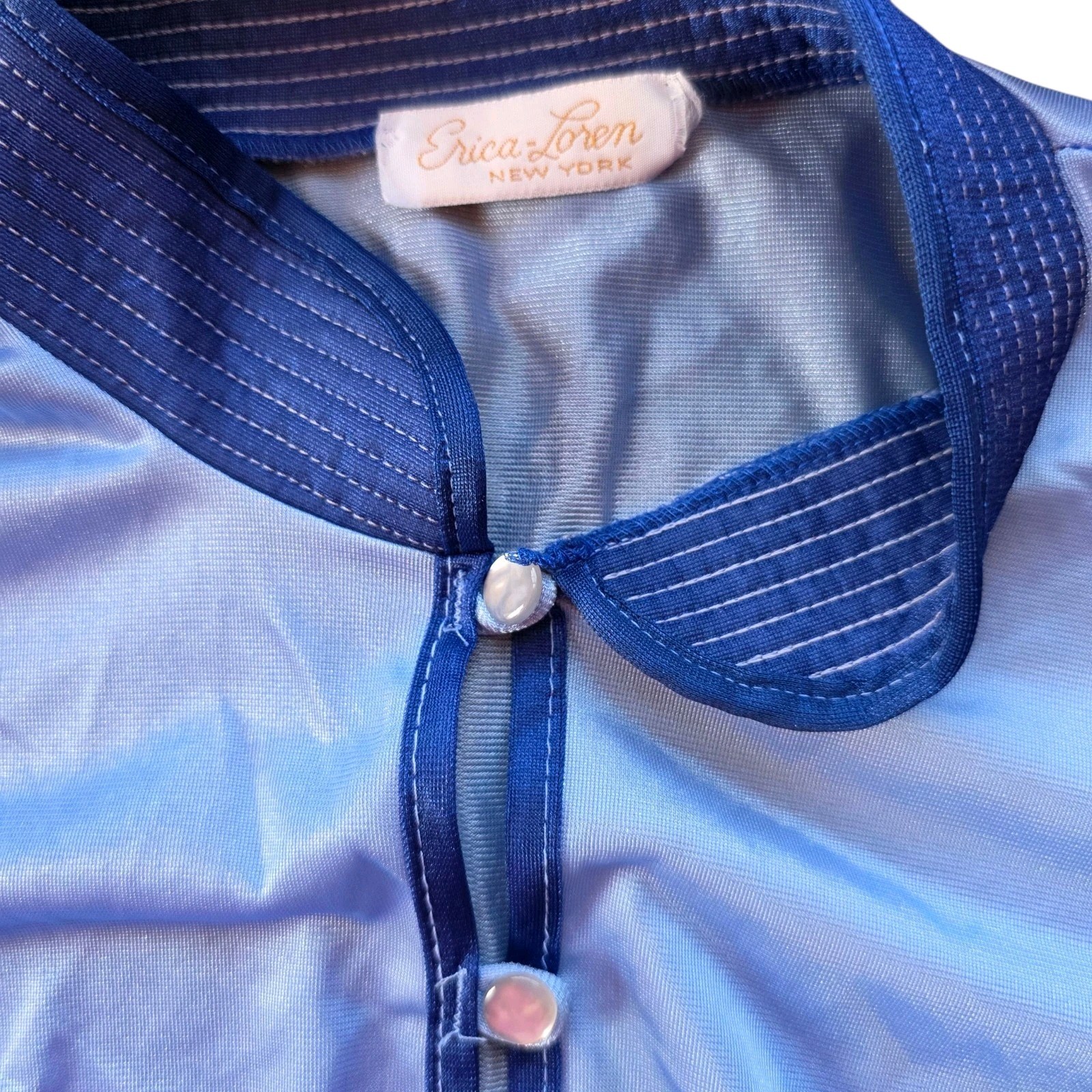 Vintage~ Erica Loren New York~BLUE 100 % NYLON Nightgown Large #1150