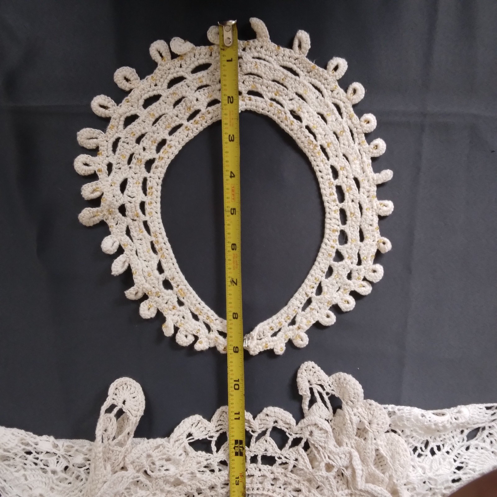 Vintage Four Handmade Whitework Lace Dress Yoke Collar Embroidered Crochet
