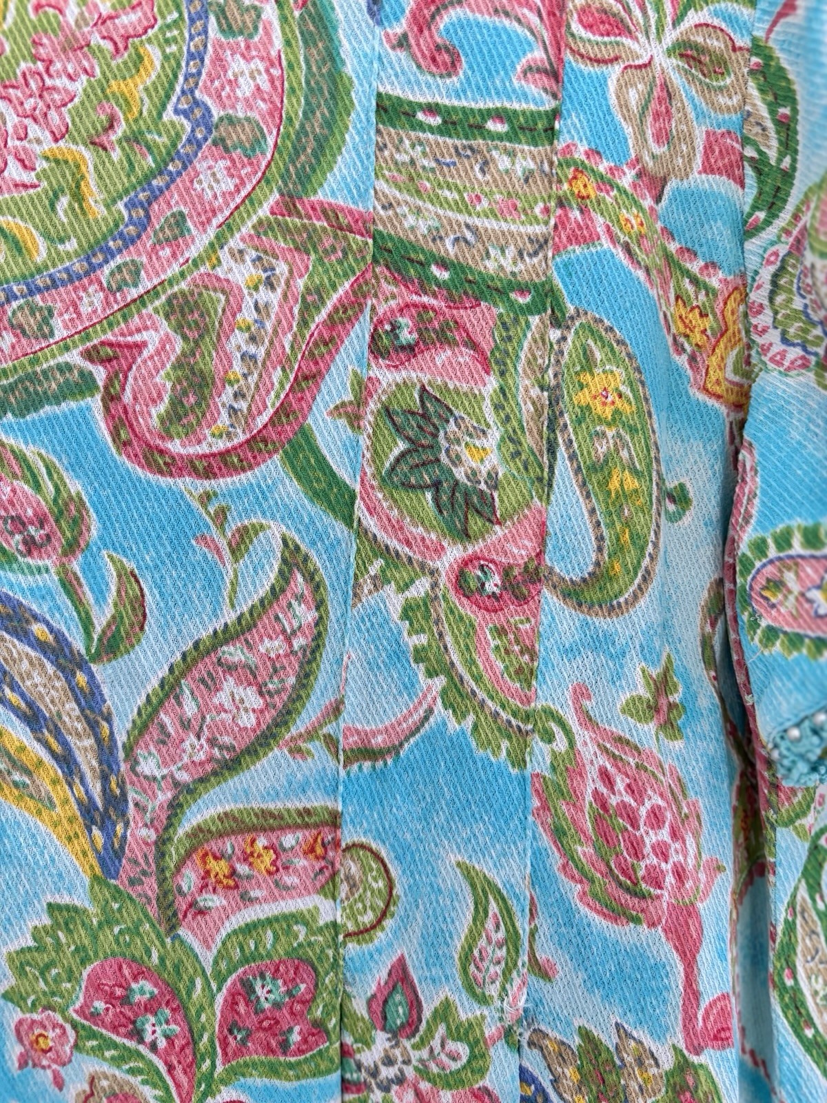 Sarah Elizabeth Vintage Cottagecore Prairie Maxi Dress Sz 6 Blue Pink Paisley