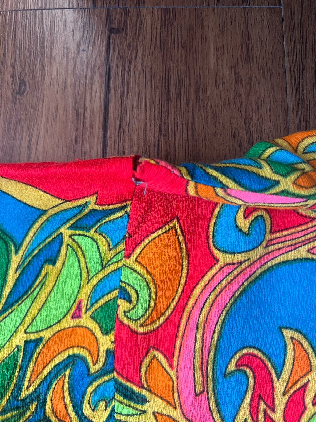 Vintage 70s Bergdorf Goodman Dress Maxi Winged Kaftan Psychedelic Vibrant Retro