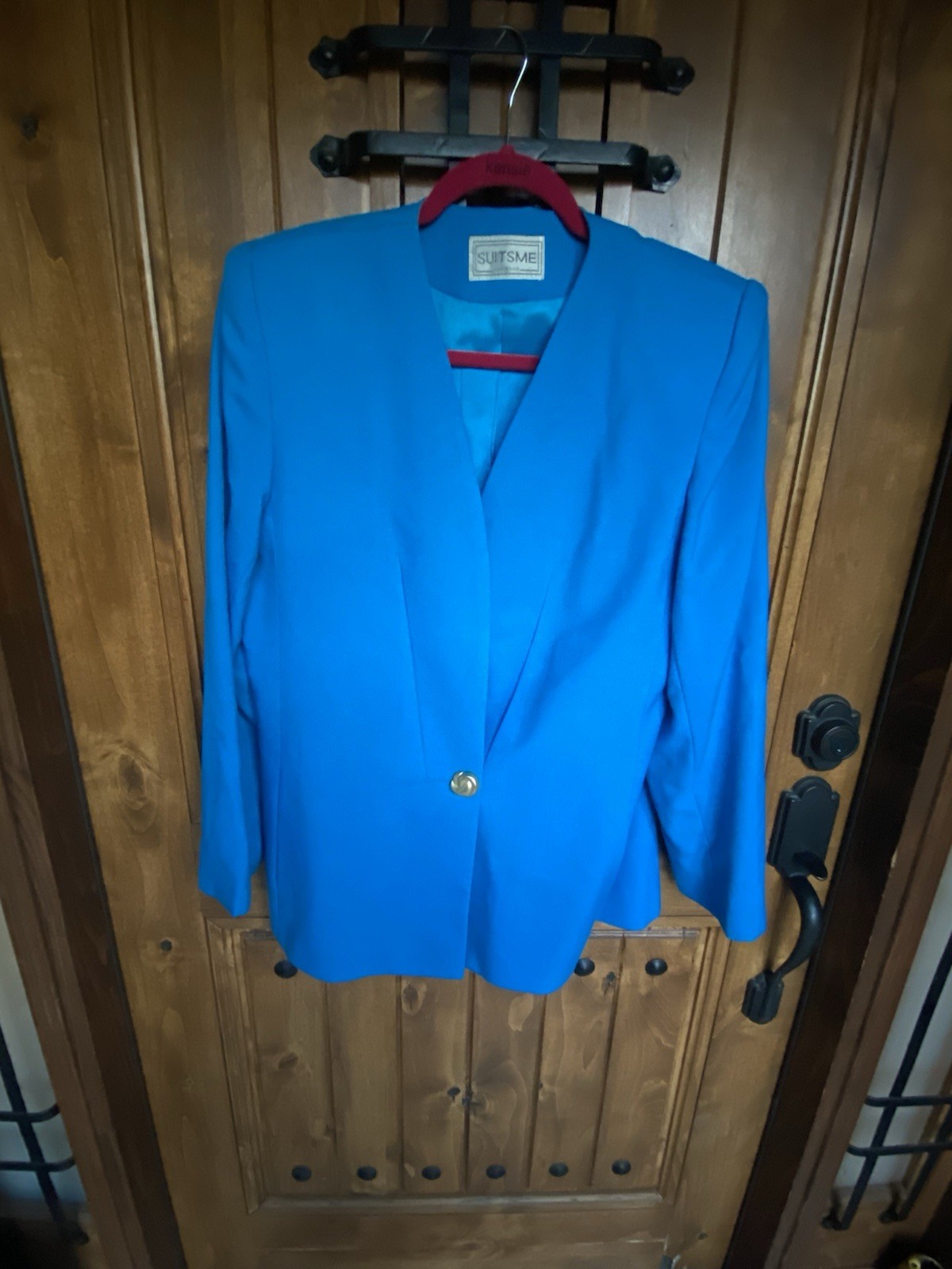SUITSME Vintage Blue Blazer And Skirt Set