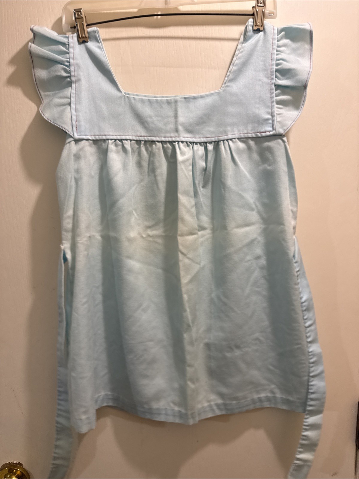 Vtg 70s Floral Pinafore Apron Smock Dress Prairie Hippie Mod Cottagecore Mini S