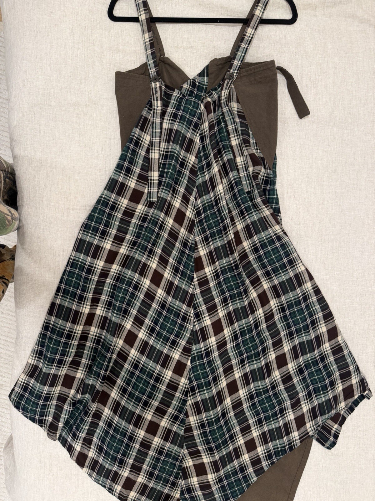 Y’s Yohji Yamamoto Asymmetrical Plaid Linen Cotton Sz S Made/Purchased in Japan