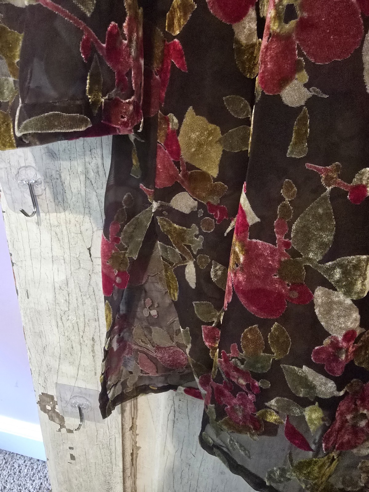 Linda Lundstrom Vintage Sheer Duster With Velvey Floral Print Boho Witchcore 18