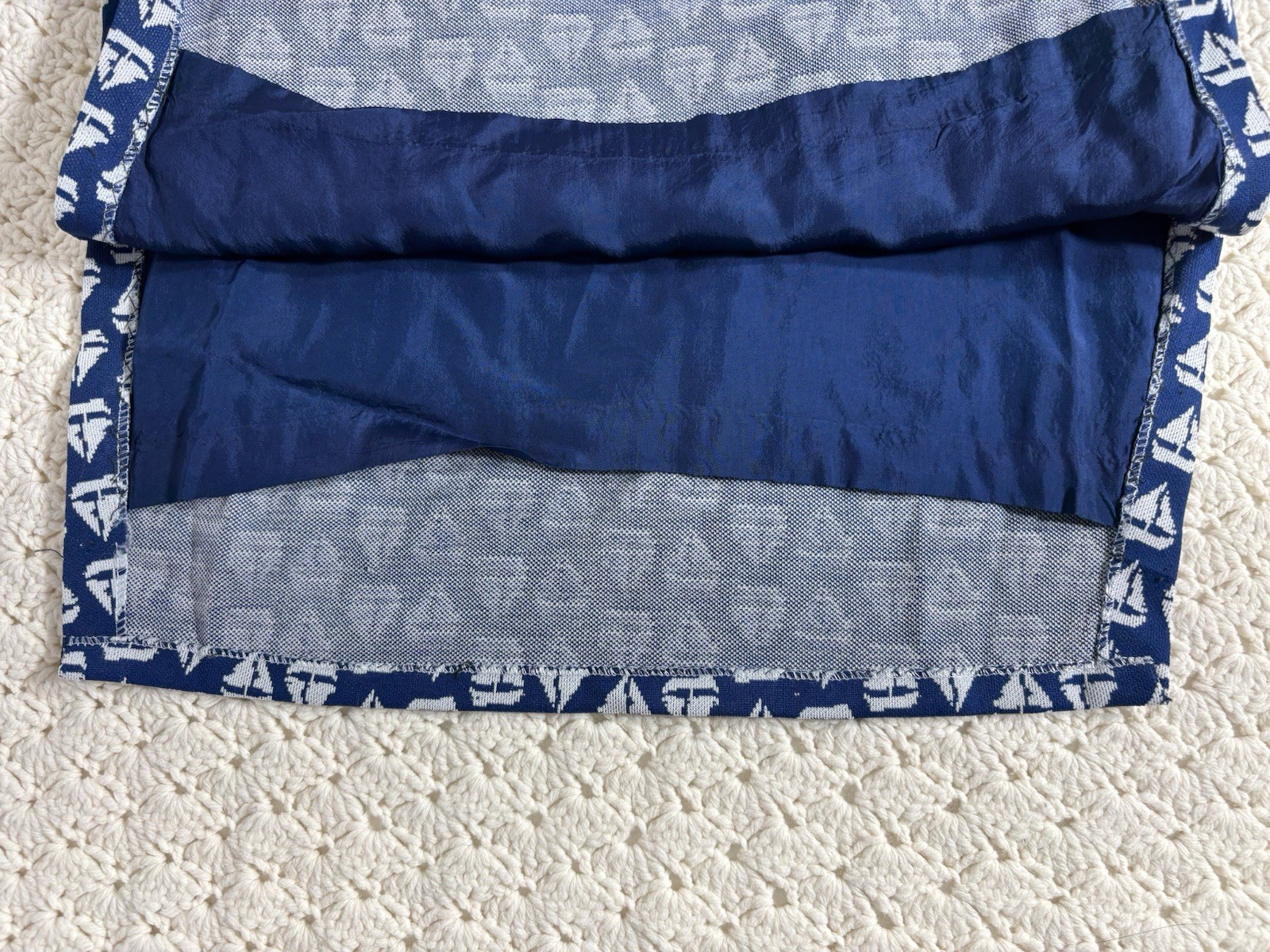 Vintage 70s Handmade Double Knit Polyester Nautical Print Dress Women’s Small
