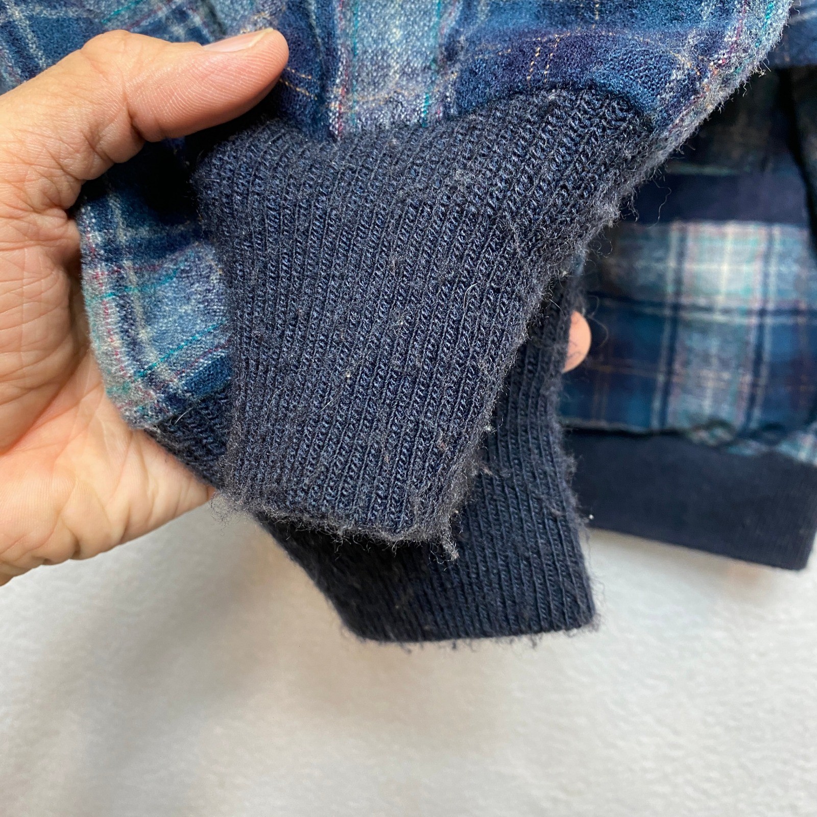 Pendleton Sweater Womens Large Blue Cardigan Plaid Virgin Wool