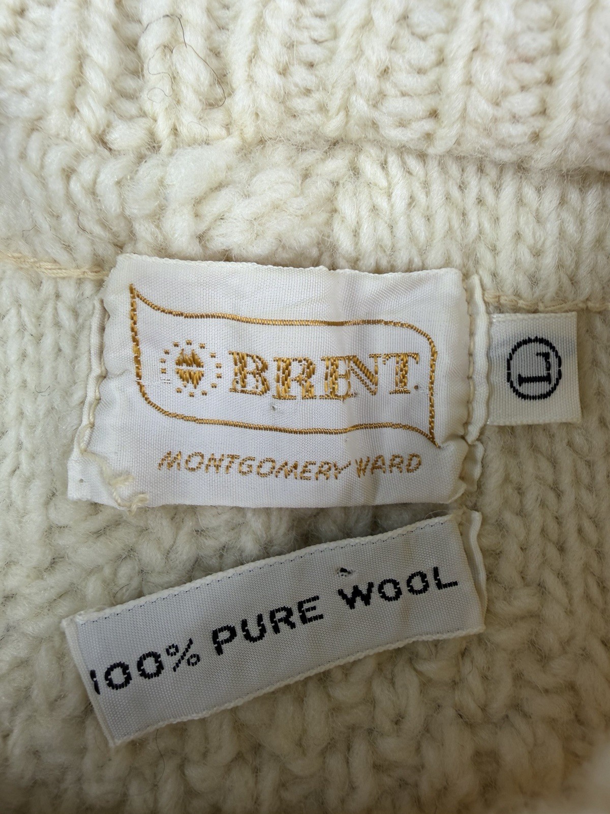 Vintage 80’s Brent Montgomery Ward Fisherman 100% Wool Sweater Size Large