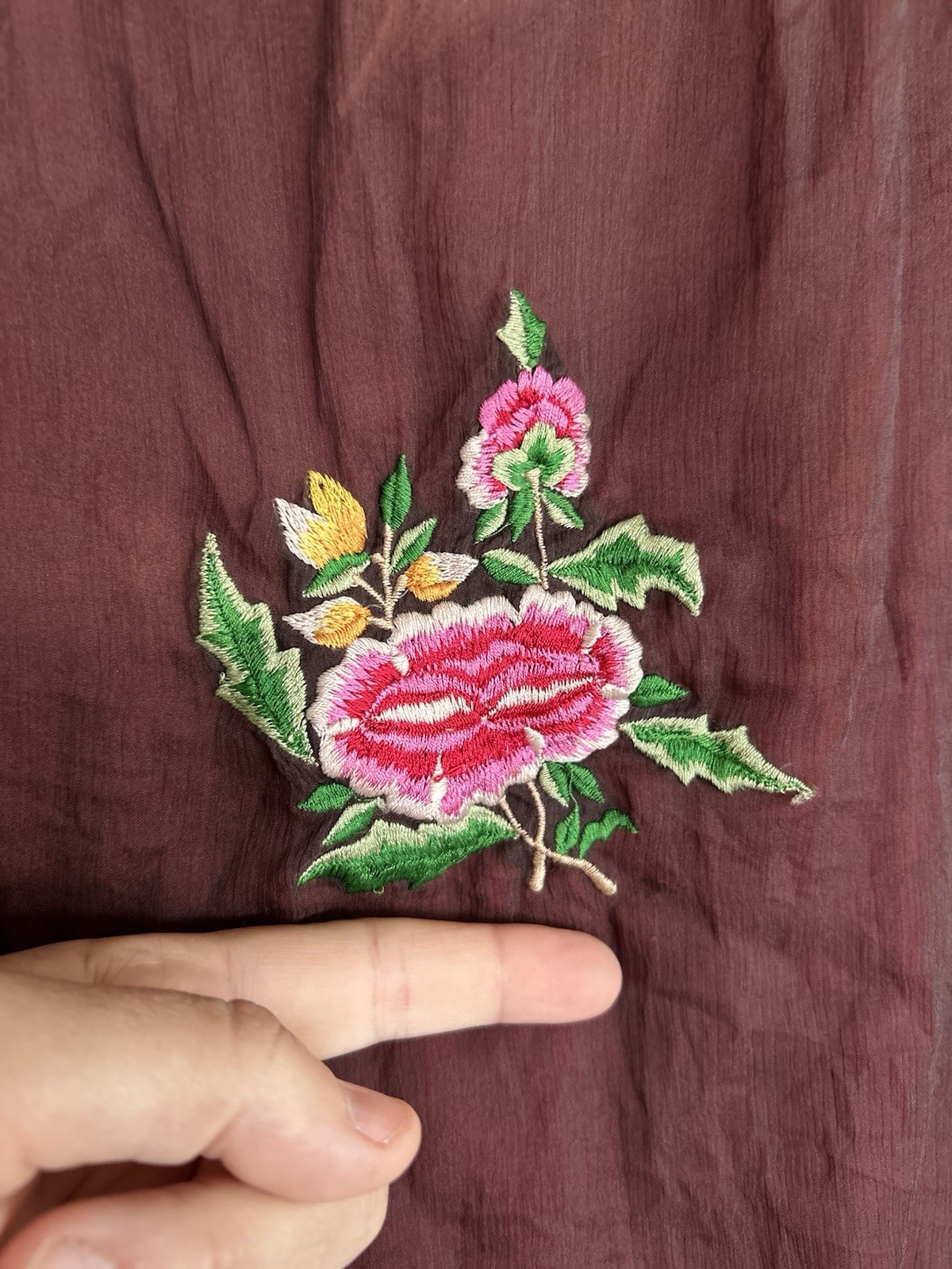 Vintage Y2K JouJou Rayon Embroidered Roses Cami Tank Top Whimsigoth Romantic 90s