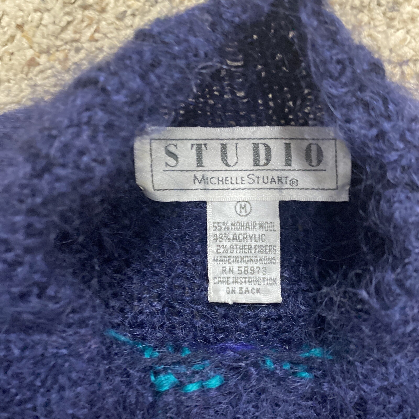 VINTAGE Studio Michelle Stewart MEDIUM-Mock Turtleneck-Soft MOHAIR BLEND SWEATER