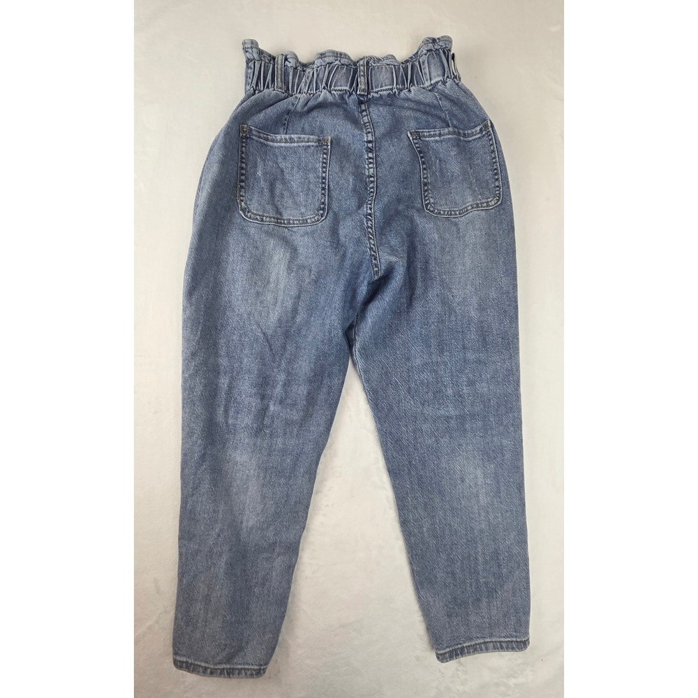 Women 29 Blue Vintage-Inspired Mom Jeans Paperbag High Waist Tapered Leg