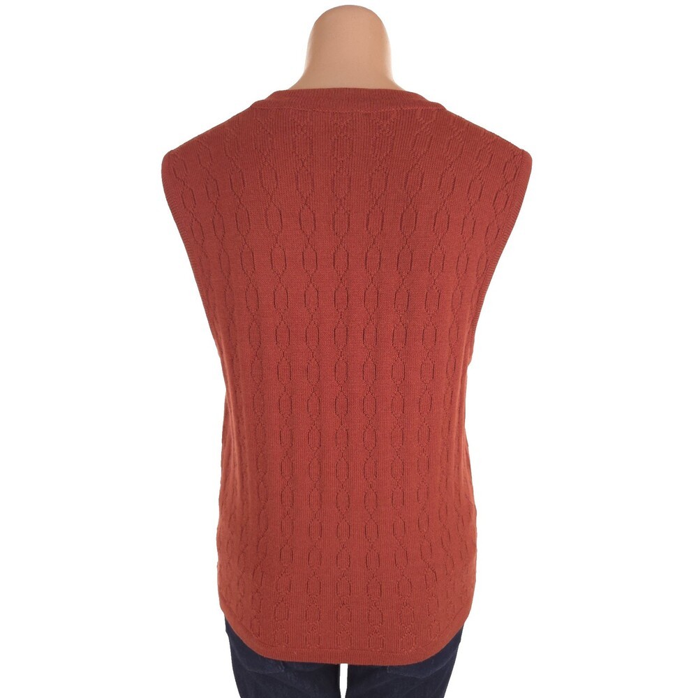 Vintage 80s 90s Celine Paris Sweater Vest Size 42 M Orange Logo Chainlink Knit