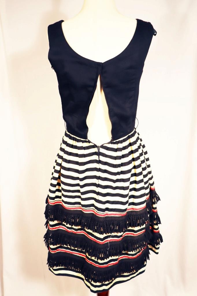 Vintage Lorch 1960’s Fancy Cotton Tiered Black & Red Dress Size 4 Exc Cond