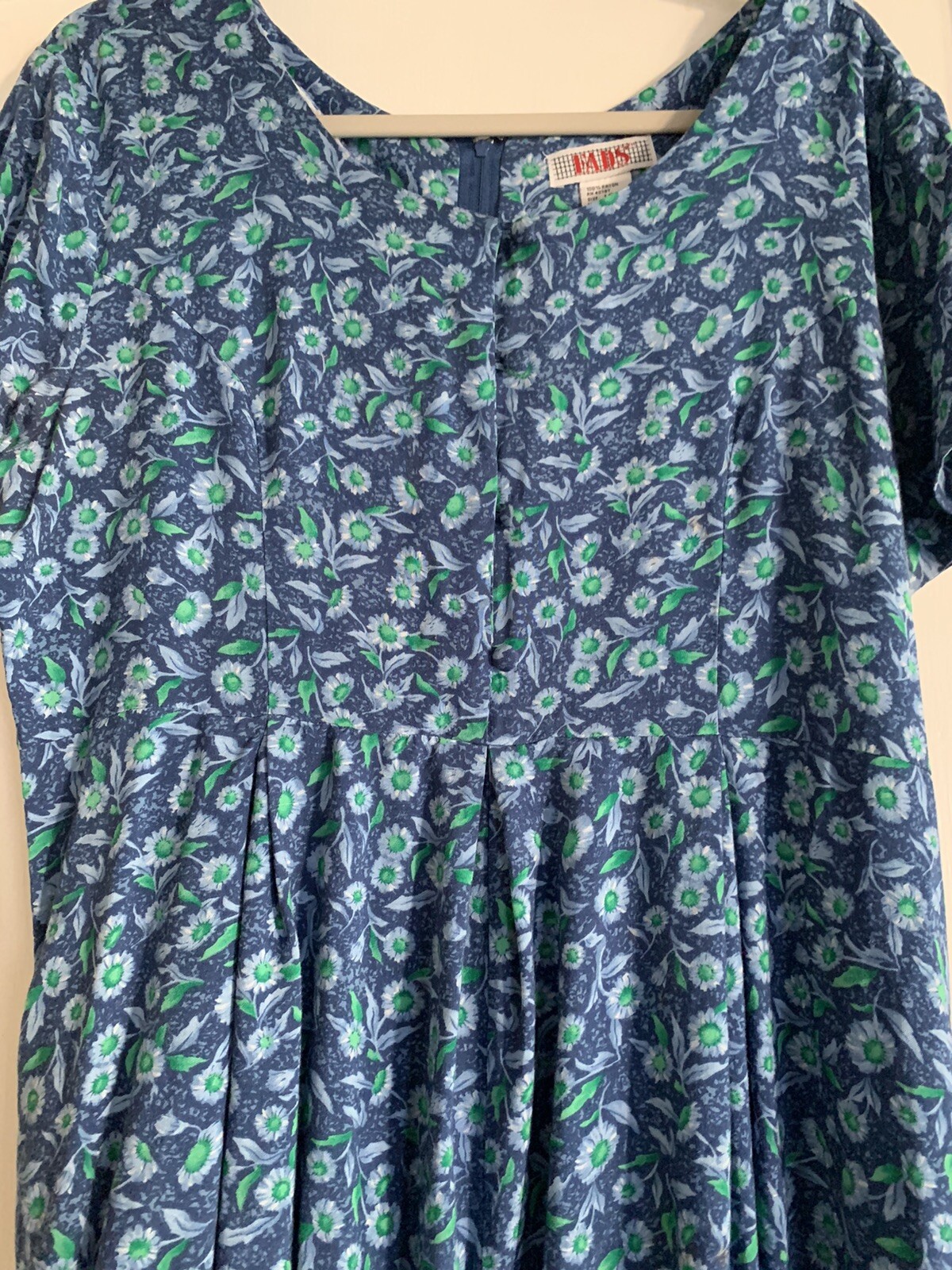 Vintage FADS Jumper Shorts Size 16 One Piece Blue Floral Pattern Pockets Zipper