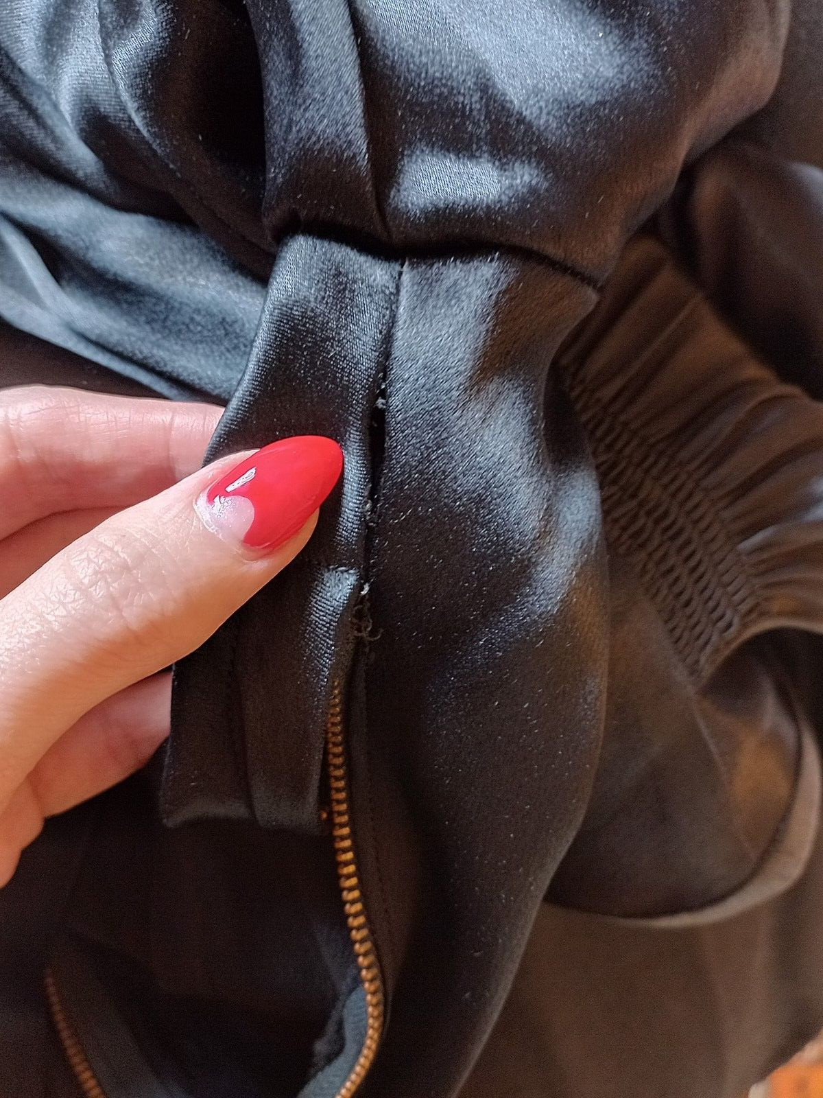 Vintage 1940s Glossy Black Satin Charmeuse Femme Fatale Film Noir Dress XS