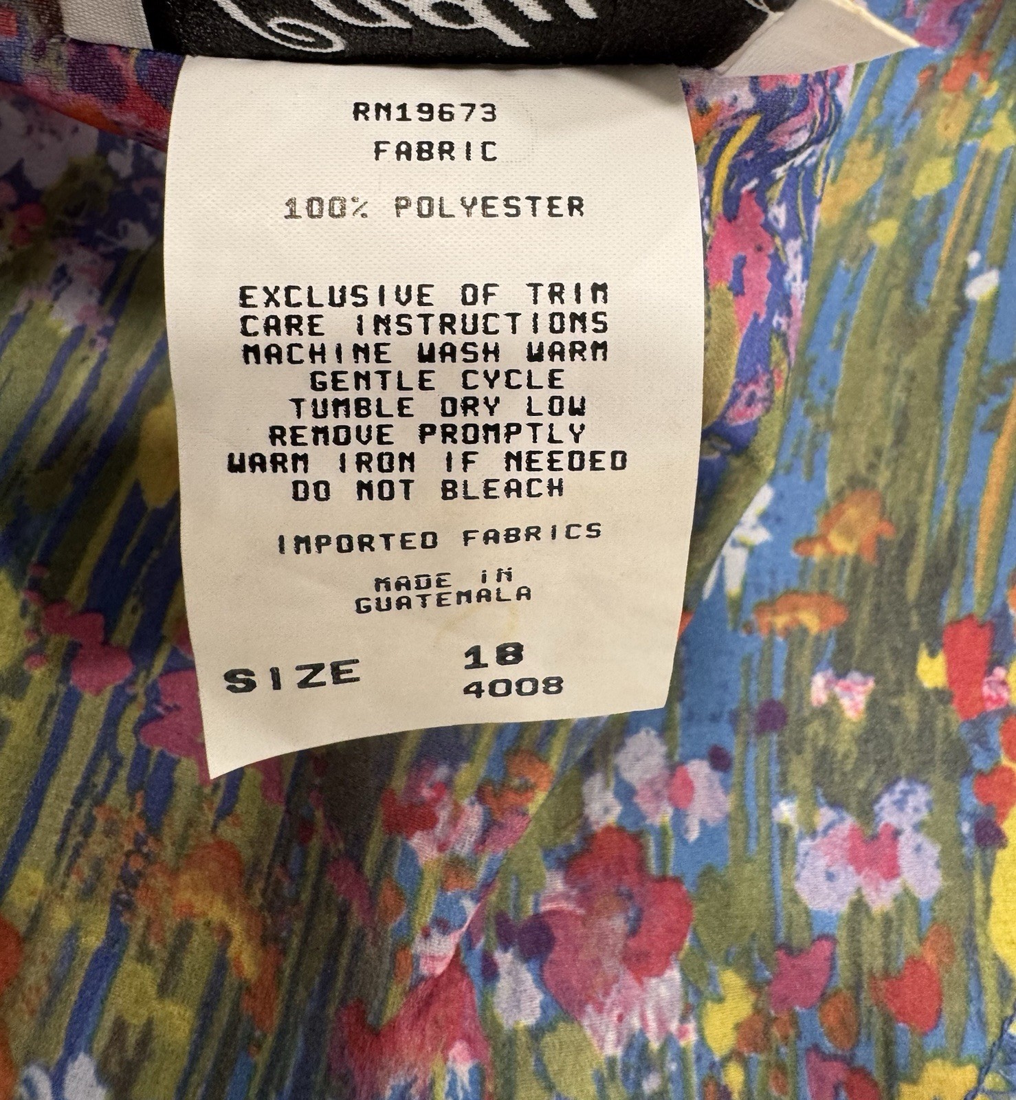 VINTAGE Lady Carol 70’s Watercolor Floral DRESS Sz 18 Shoulder Pads Pleated
