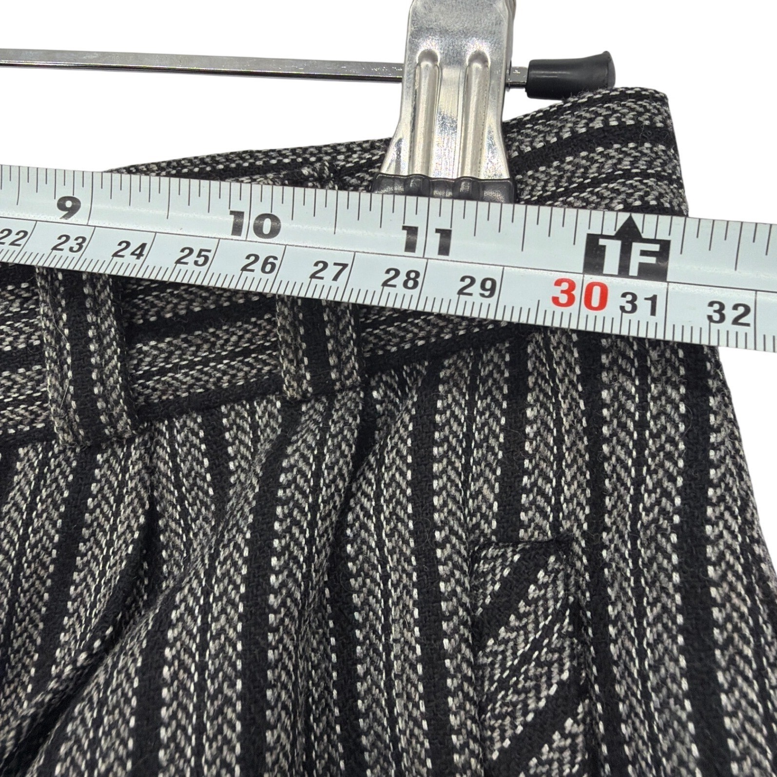 College Town Vintage Trousers 24 Black Grey Stripe Wool Blend Retro Boho USA