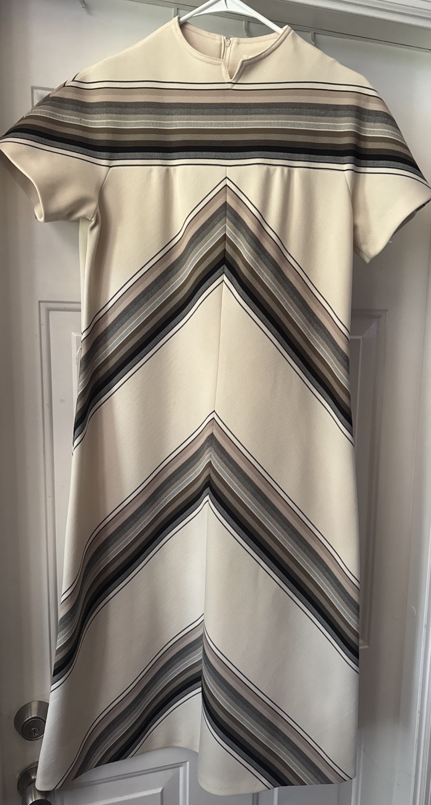 70’s Vintage Leslie Fay Groovy Chevron Maxi Dress Size ?