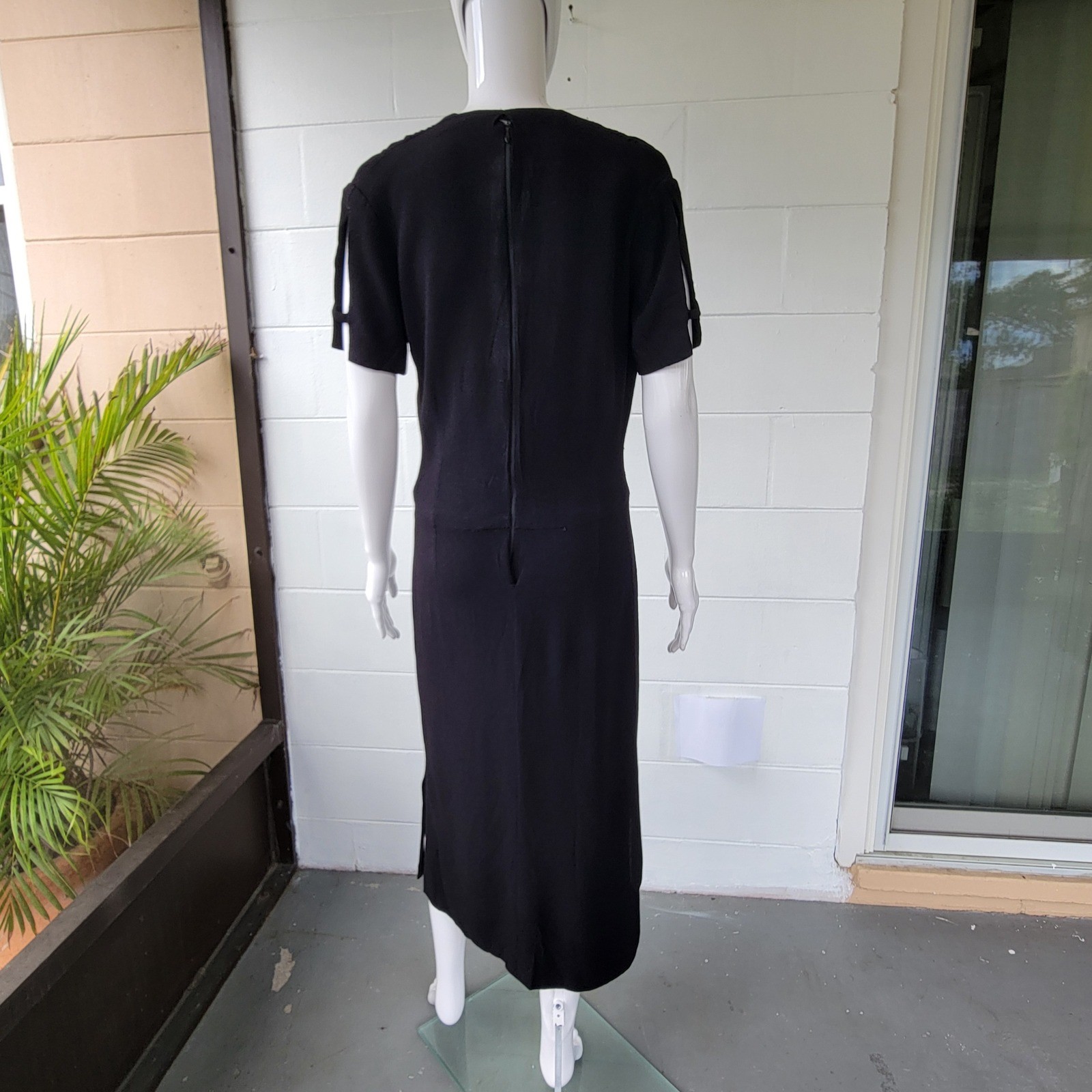 Vintage 70s Unbranded Maxi Dress Black Women’s M Minimalist Stretch Goth Retro