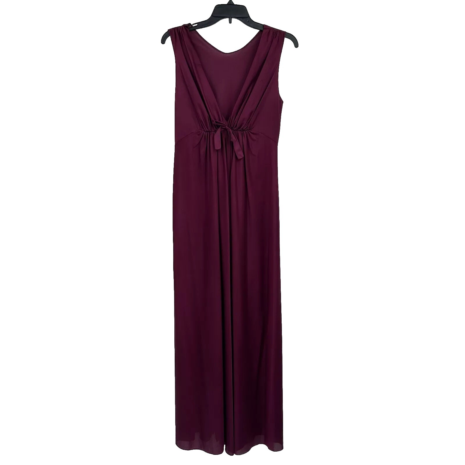 Vtg Vanity Fair Nightgown 32 Purple Plunge Neckline Empire Waist Gathered Long