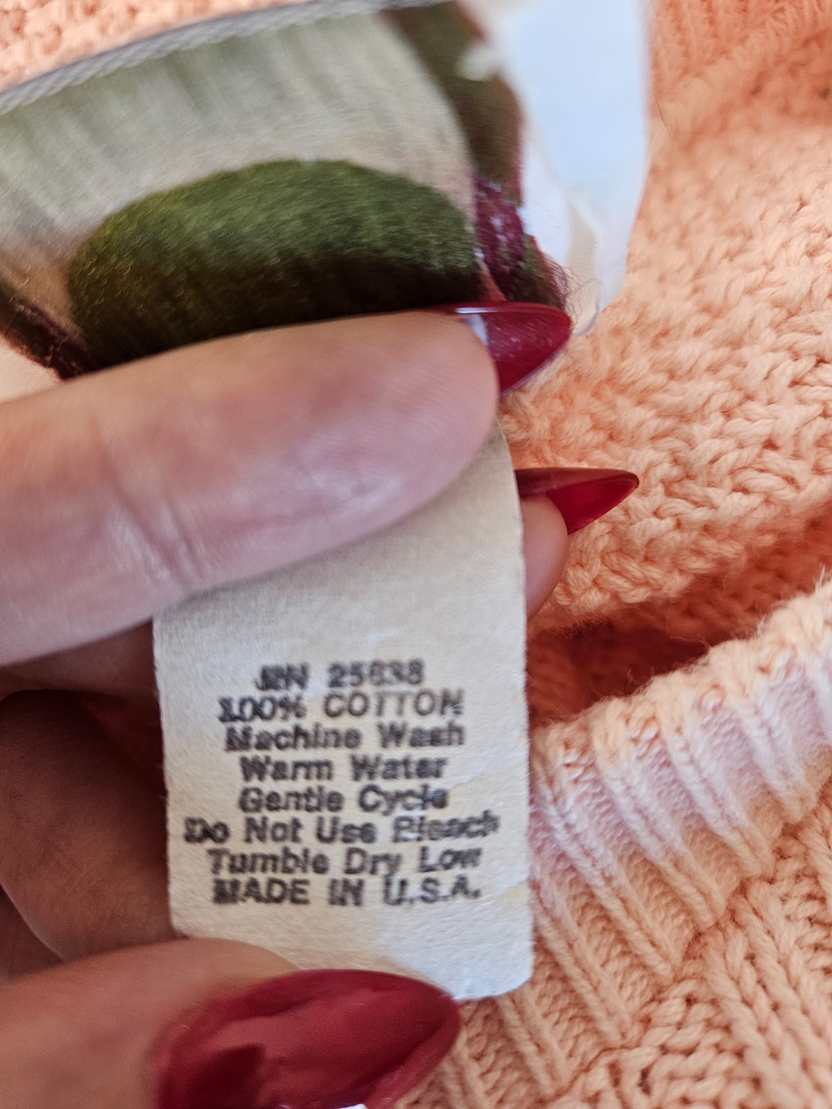 Vintage Picket and Post 100% Cotton Pink Sweater Size Large