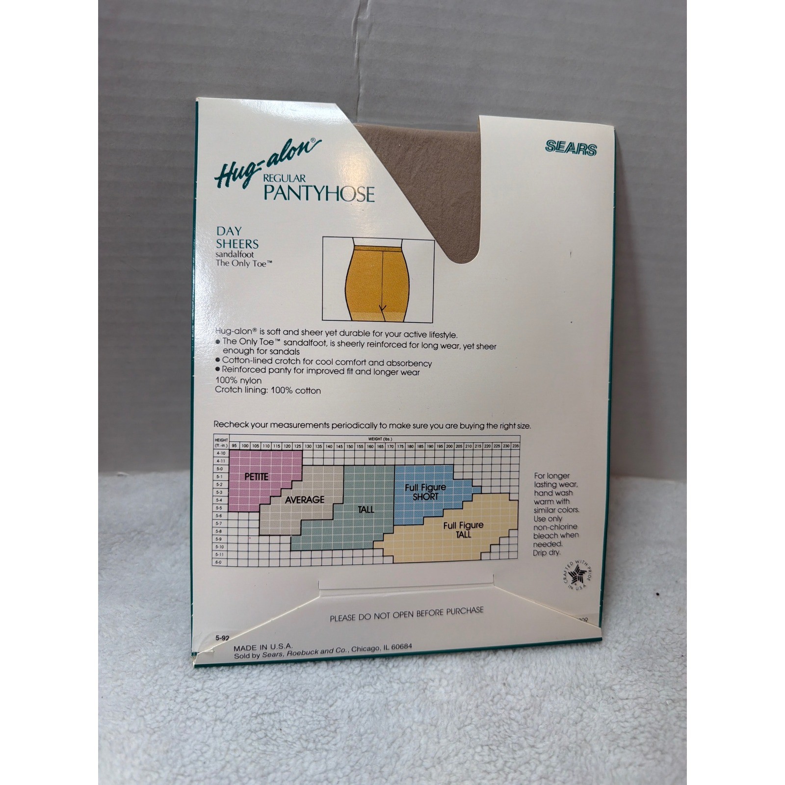 NOS VTG Sears Hug-alon Pantyhose Women Tall Mist Day Sheers Sandalfoot