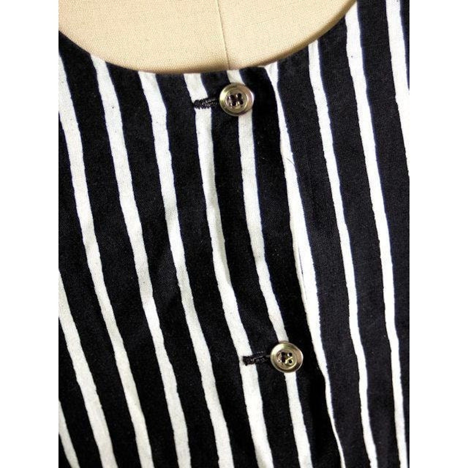 VTG 70s Marimekko Piccolo Stripe Jokapoika Dress Green Black Stripe Dress 38/10