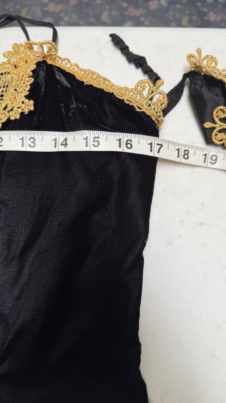 Vintage Fashion 1001 Nights Black Velvet Gold Lace Off Shoulder Dress USA Sz 13