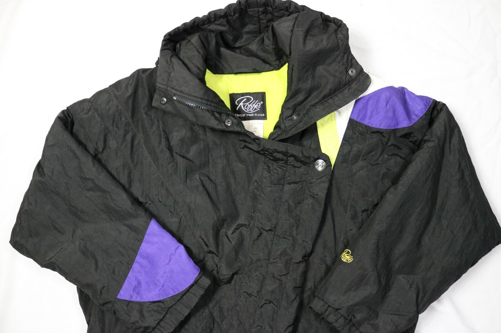 Vintage 80s Women’s Size 8 Roffe Black Winter Jacket Ski Coat Puffer Snow Bunny