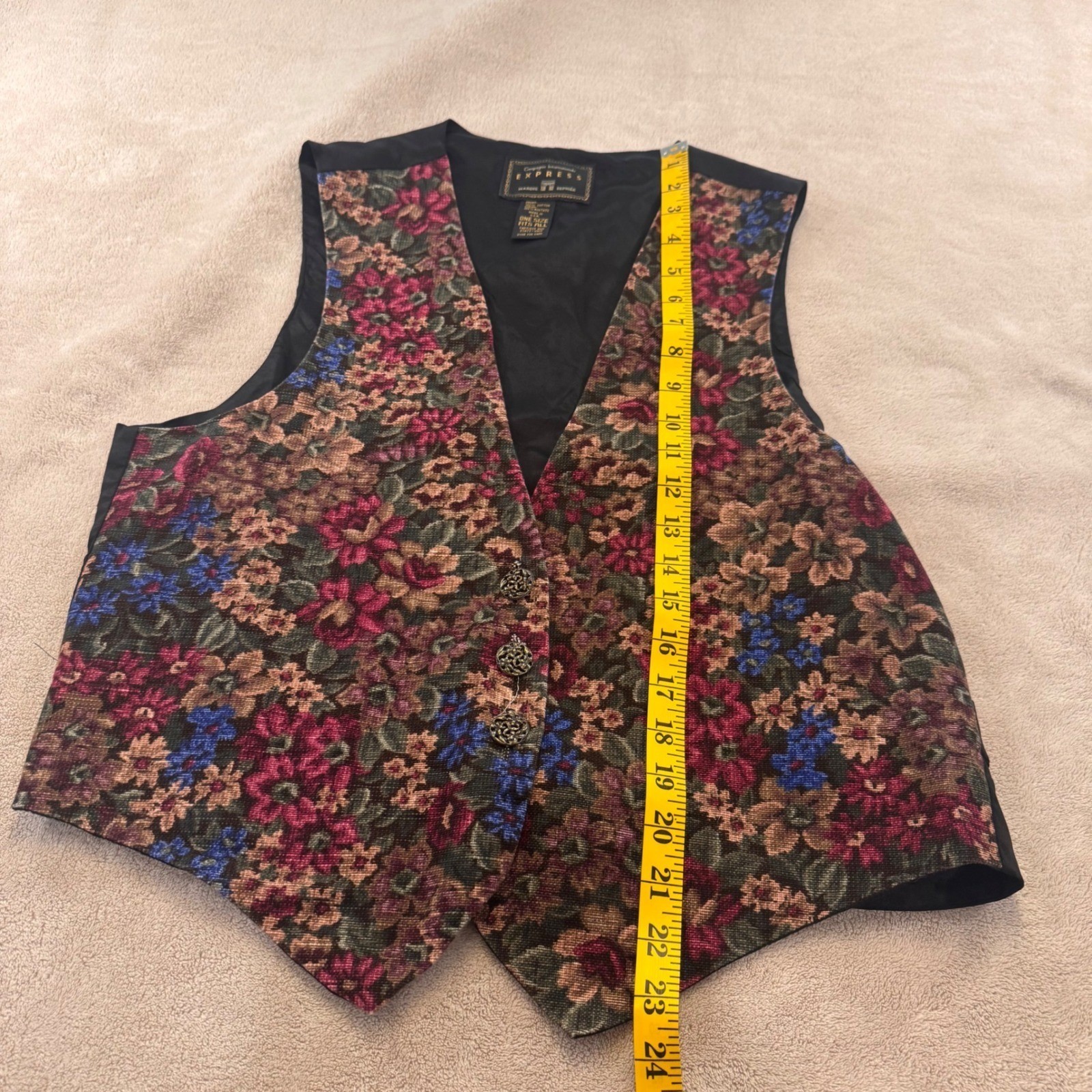 Vintage Floral Tapestry Vest Boho Cottagecore Whimsygoth Retro Artsy Sz M/L