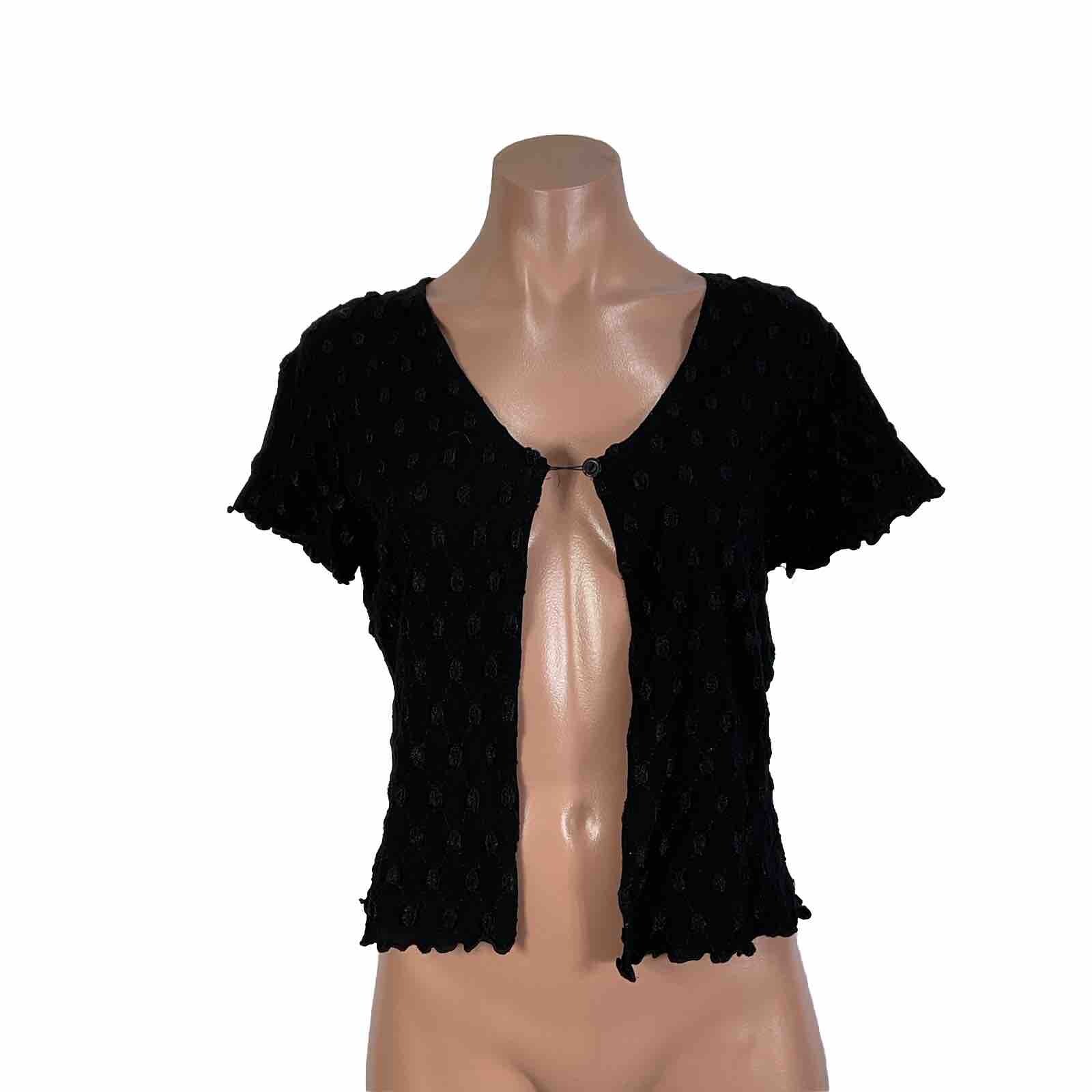 Y2K Vintage Bolero Shrug Crop Cardigan Sweater L Black Boho Fairy Grunge USA